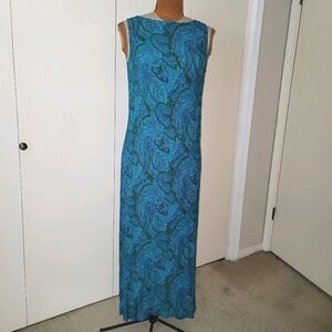 Tall Girl teal paisley maxi Sz S